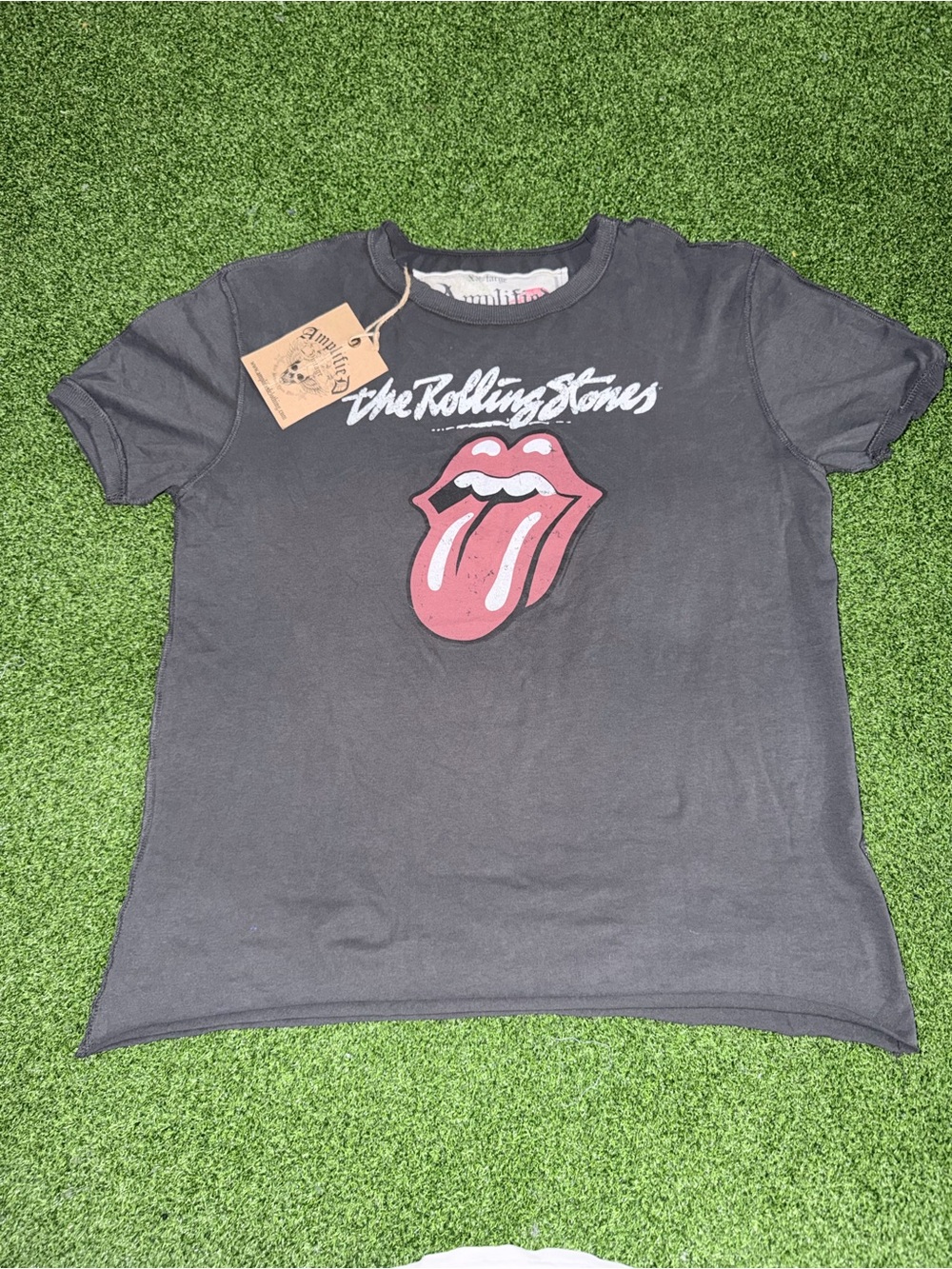 NWT Amplified The Rolling Stones Tongue & Lips Graphic Tee Large Charcoal
